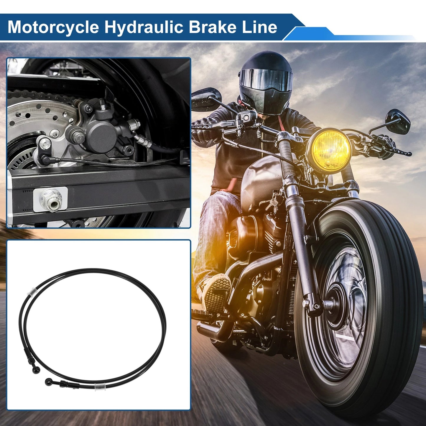 200cm Brake Clutch Oil Hose Line Nylon Stainless Steel Braided PU for Bike