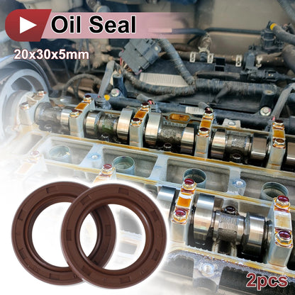 Oil Seal 20x30x5mm Brown 2 x FKM Rubber for Car
