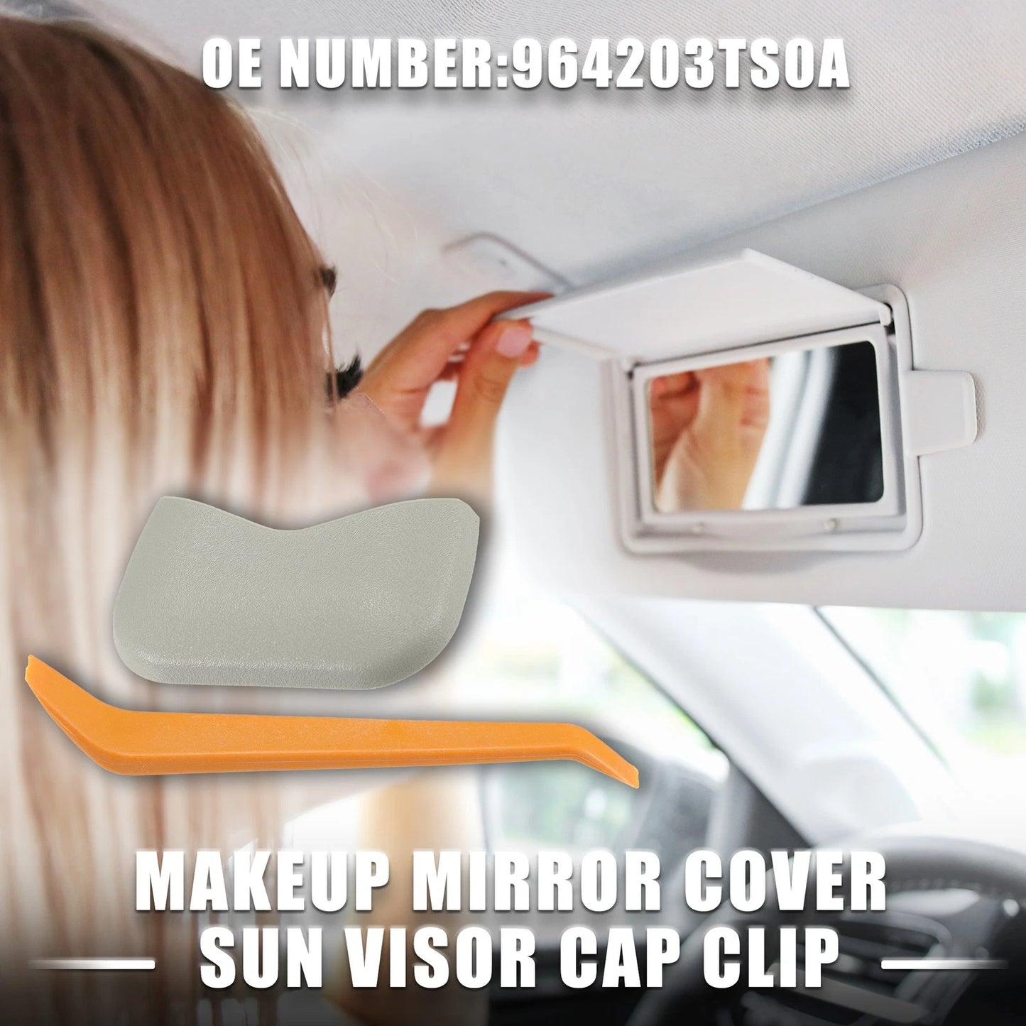 Makeup Mirror Cover Sun Visor Clip for Nissan Grey