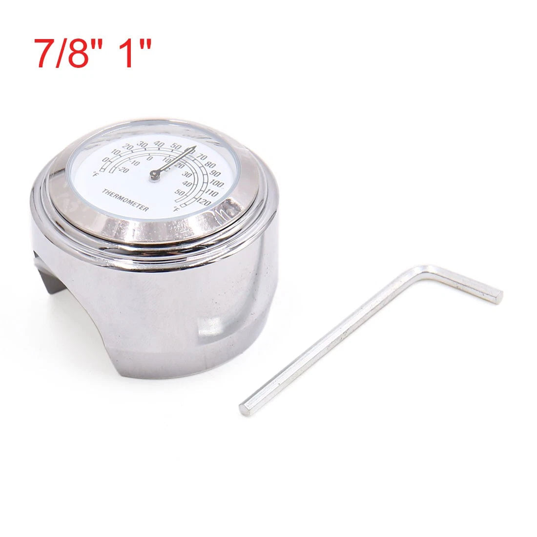 2 x 7/8" & 1" Motorcycle Handlebar Temp Thermometer Gauge Watch Silver