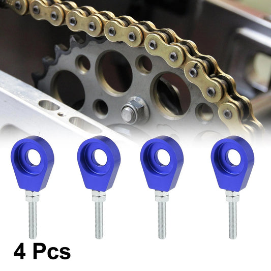 4pcs 12mm Dia Hole Blue Universal Motorcycle Chain Axle Adjuster Tensioners