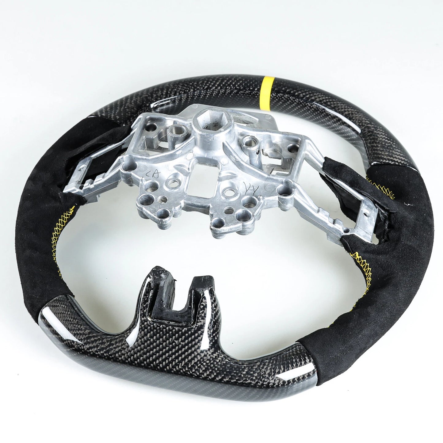 Steering Wheel Carbon Fiber Suede Yellow for Ford Mustang (2019-2022)
