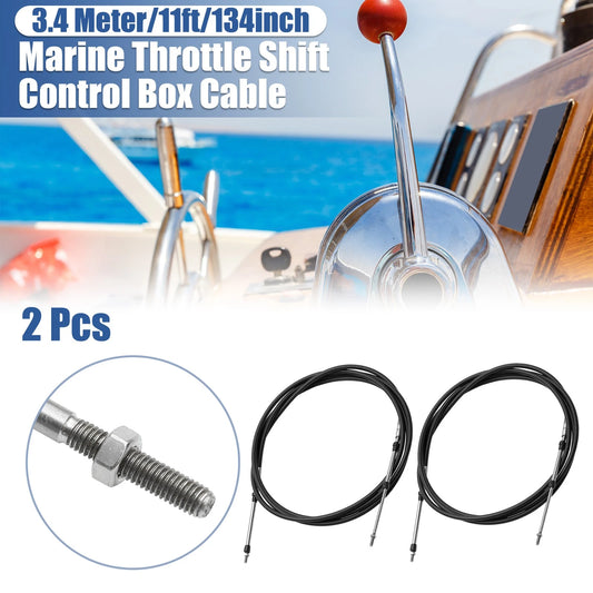 2 x 11ft 3.4m 134in Throttle Shift Remote Box Cable Black for Make Model