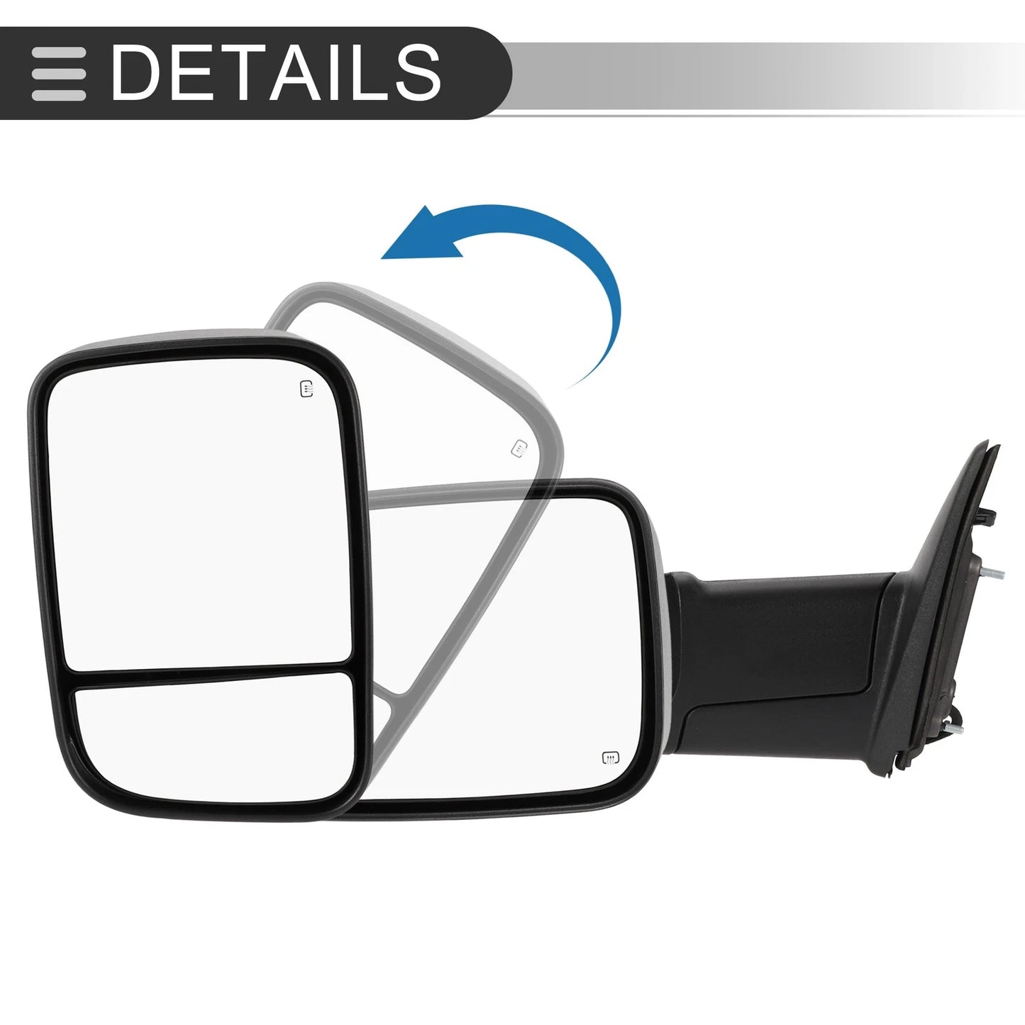 Tow Mirrors for Dodge Ram 1500 with Turn Signal Light Black (2009-2012)