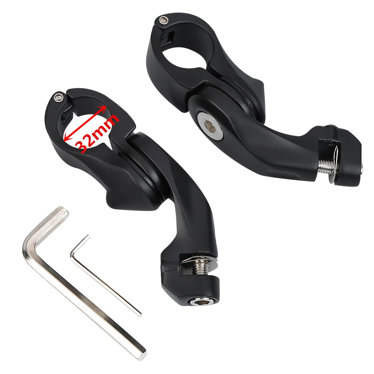 Matte Black 1-1/4" Highway Short Angled Foot Peg Mounts for Harley
