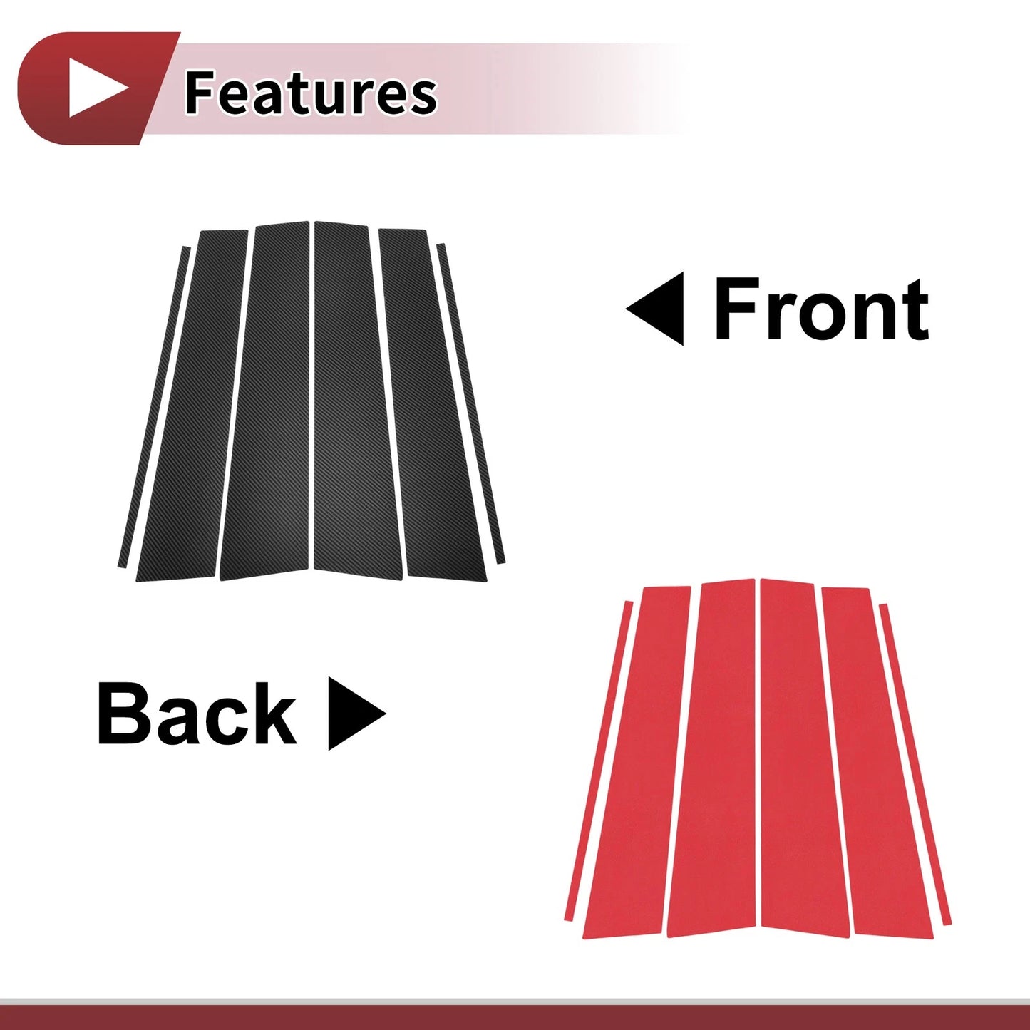 6 Pcs Carbon Fiber Car Door Pillar Window Trim for Toyota Fortuner (2014-2015)