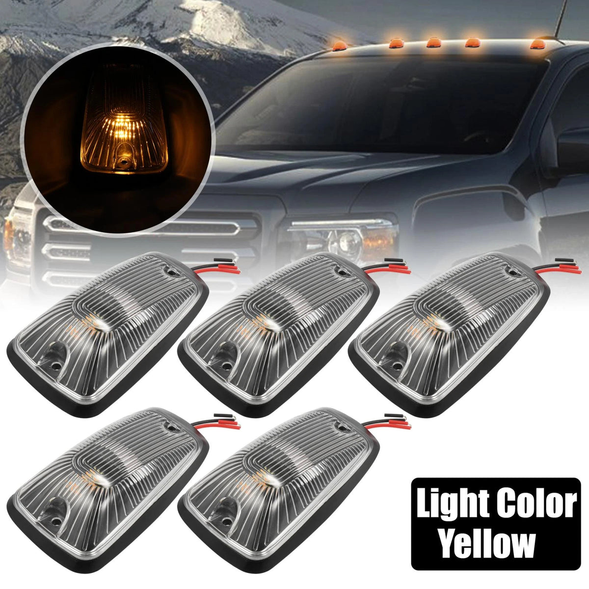 5 x Top Cab Marker Light Clear Cover Yellow for Chevrolet K2500 (1998-2000)