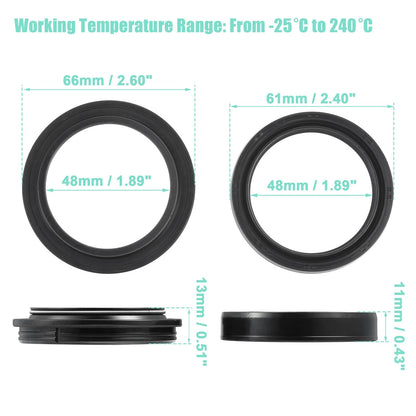 Set 48mmx61mm Front Fork Oil Dust Seal for Yamaha FJR1300