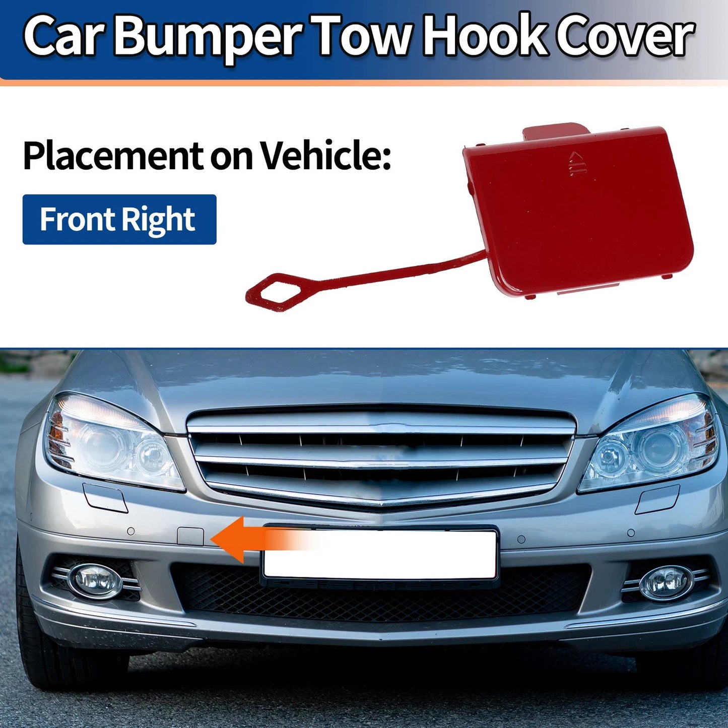 Front Car Bumper Tow Hook Cover for Mercedes-Benz C-Class W204 (2007-2014)