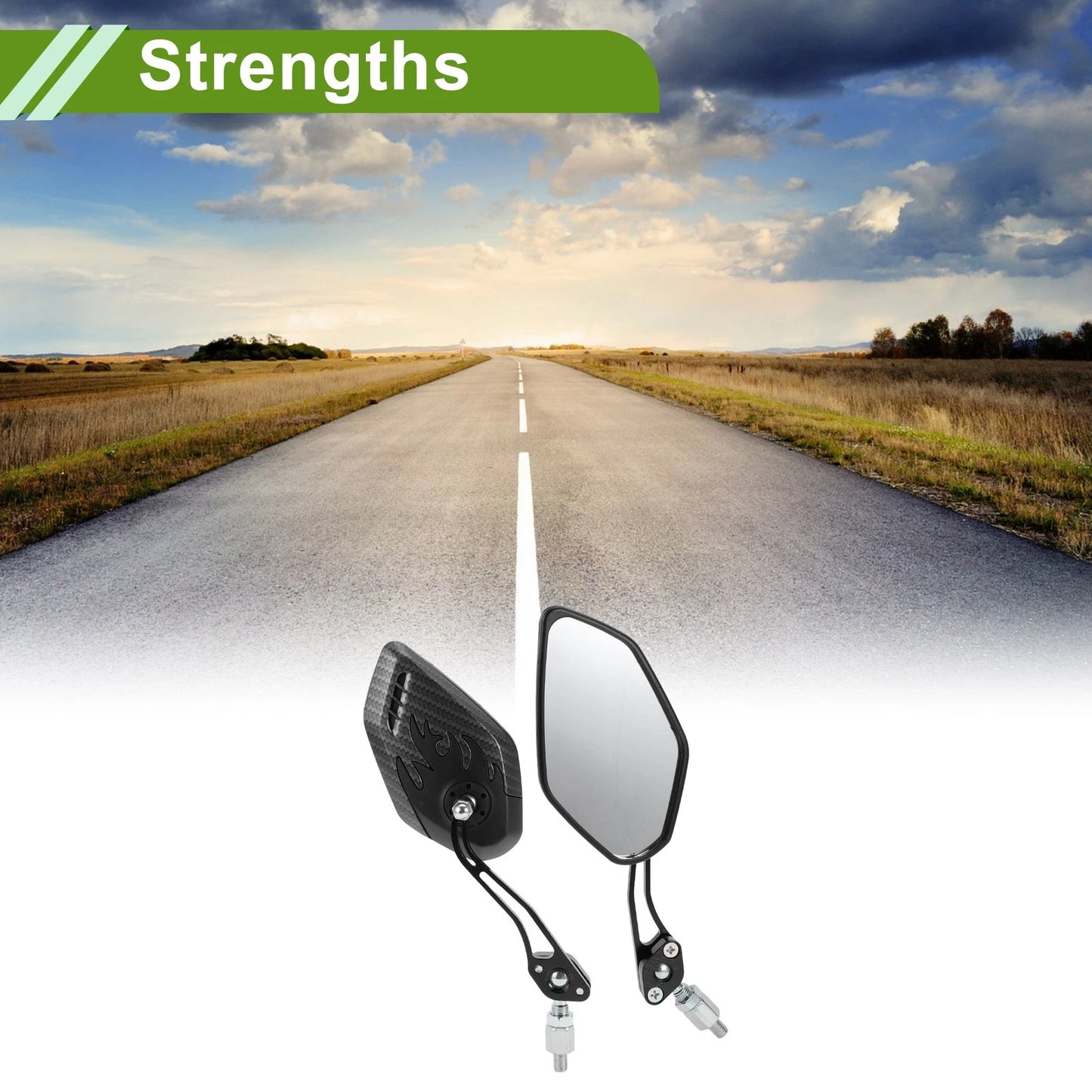 Mirror / 1set / Rear View Mirror Polygonal Carbon Black for Motorcycle