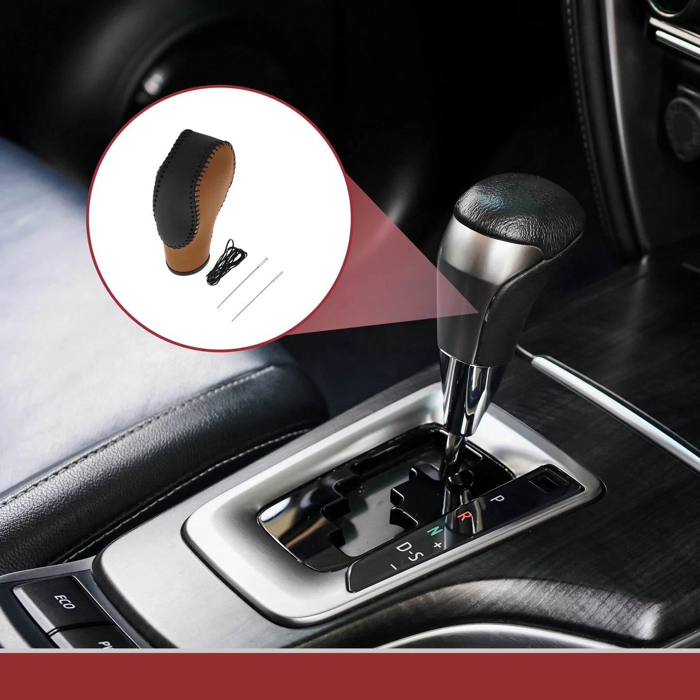 Gear Shift Knob Cover for Ford Fusion (2013-2016) Brown Black