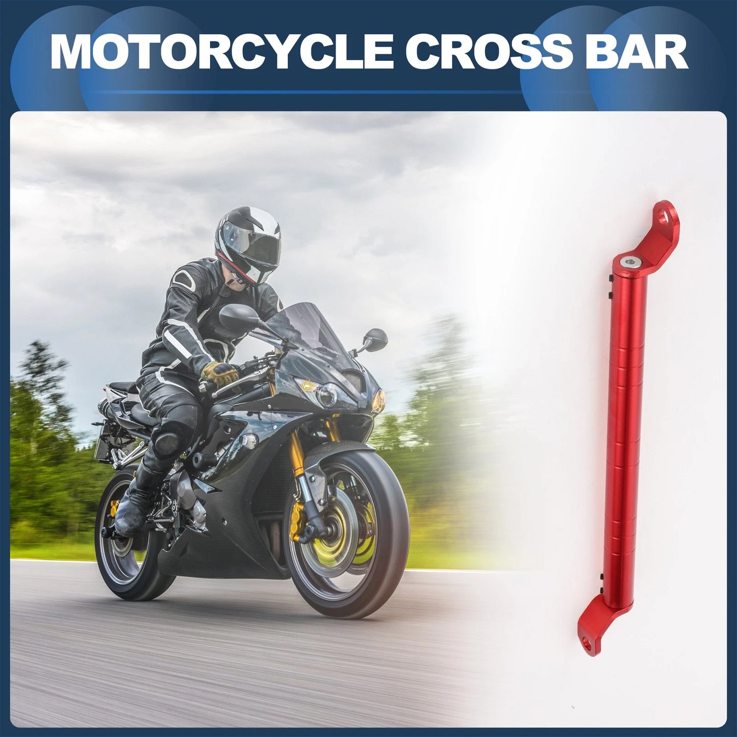Motorcycle Cross Bar / 34cm / Mirror Mount for Motorcycle Handlebar Red