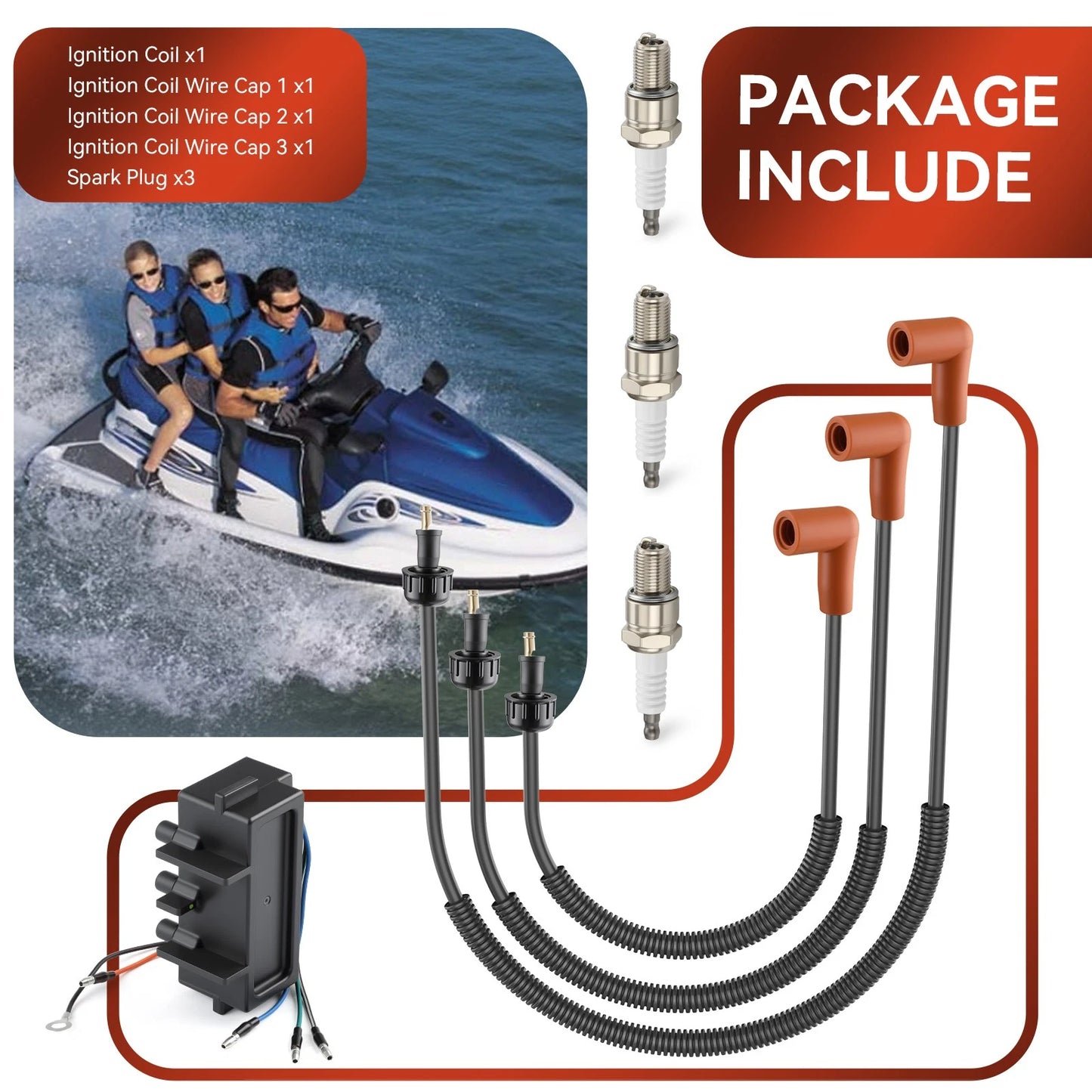 New Ignition Coil & Wires for Polaris VIRAGE TX/PRO 1200 (2000-2002)