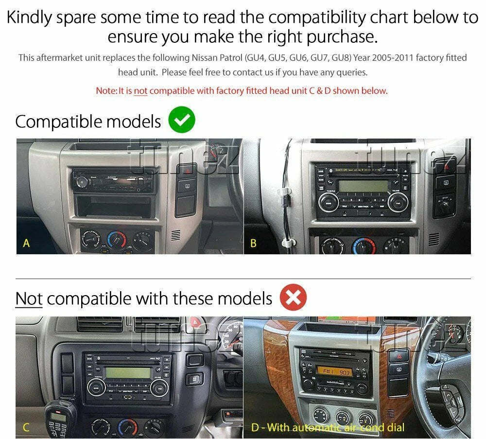 64GB Apple CarPlay Android 10 Auto Car Radio Stereo for Nissan Patrol GU (2000-2023)