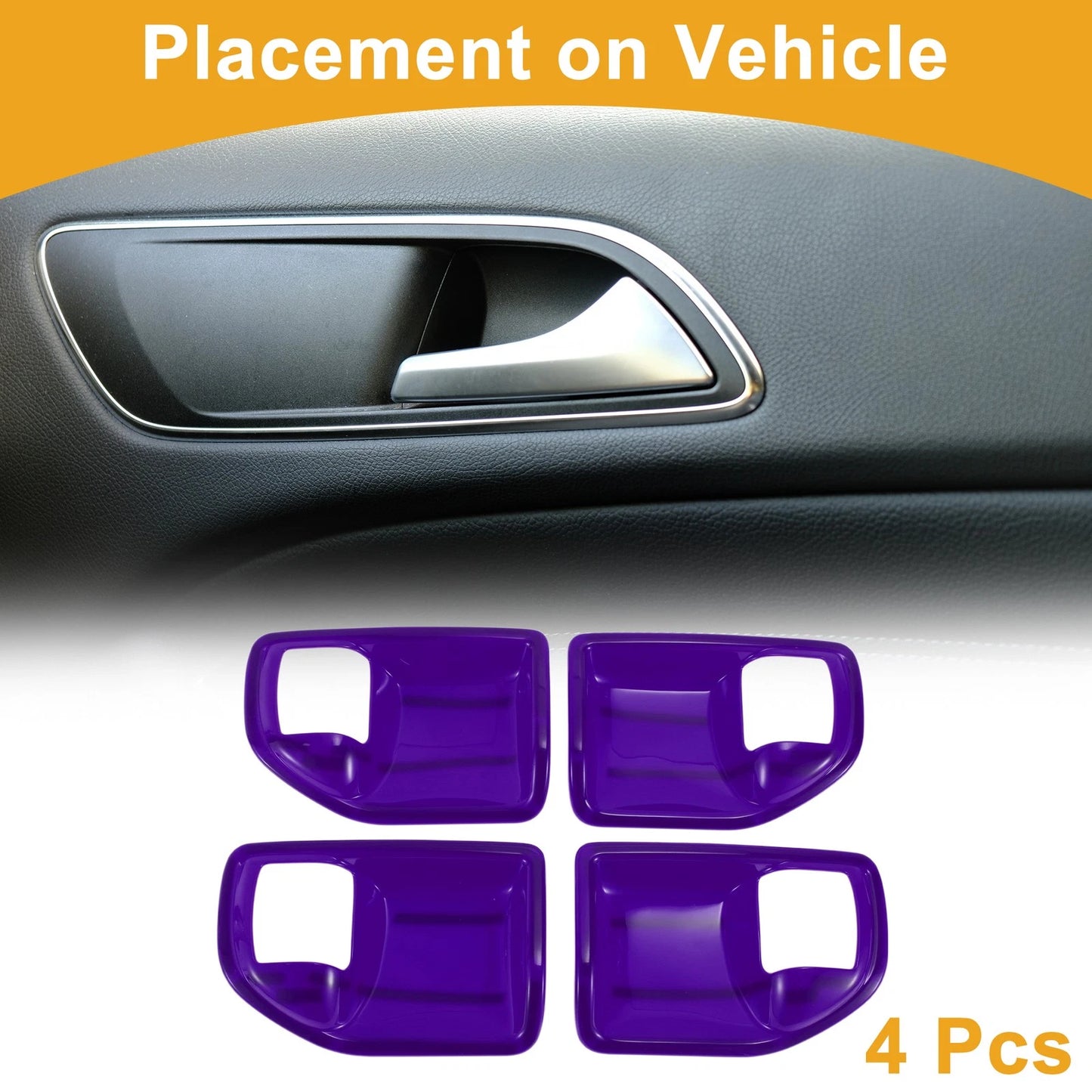 Interior Door Handle Bowl Cover Trim for Jeep Wrangler JK 2011-2017 - Purple 4 x