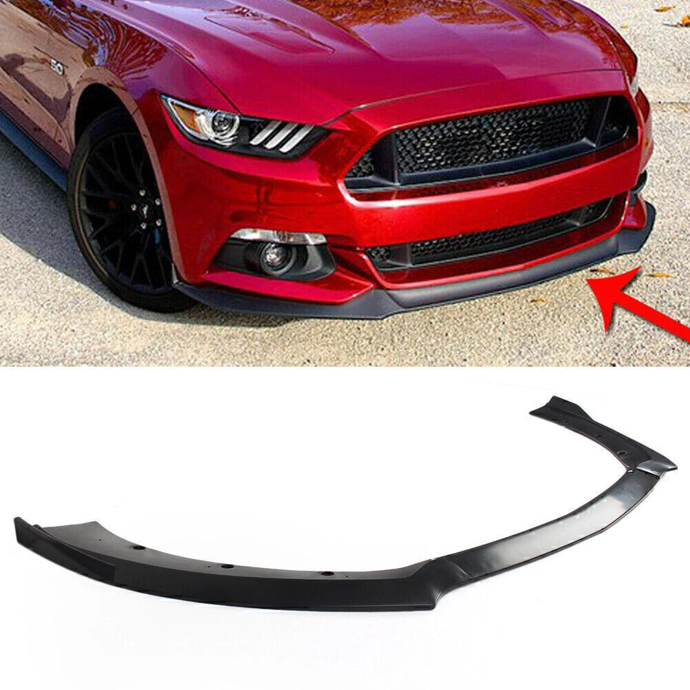 Black Front Bumper Lip Chin Spoiler for Ford Mustang (2015-2017)
