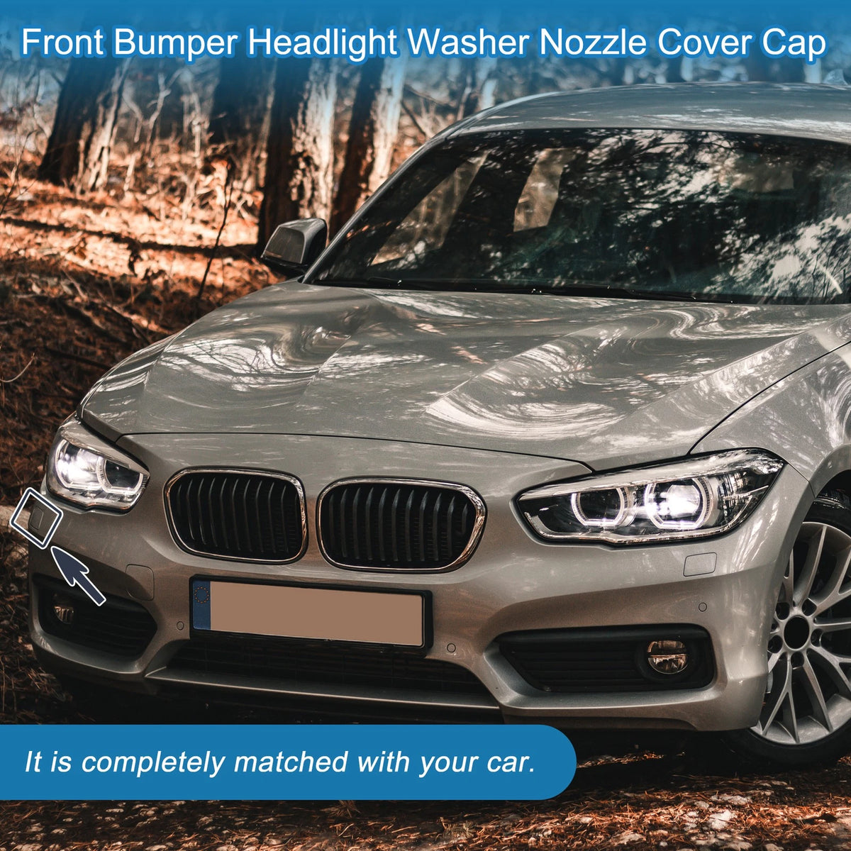 Bumper Headlight Washer Nozzle Cover for BMW 1 Series (2012-2019) Black