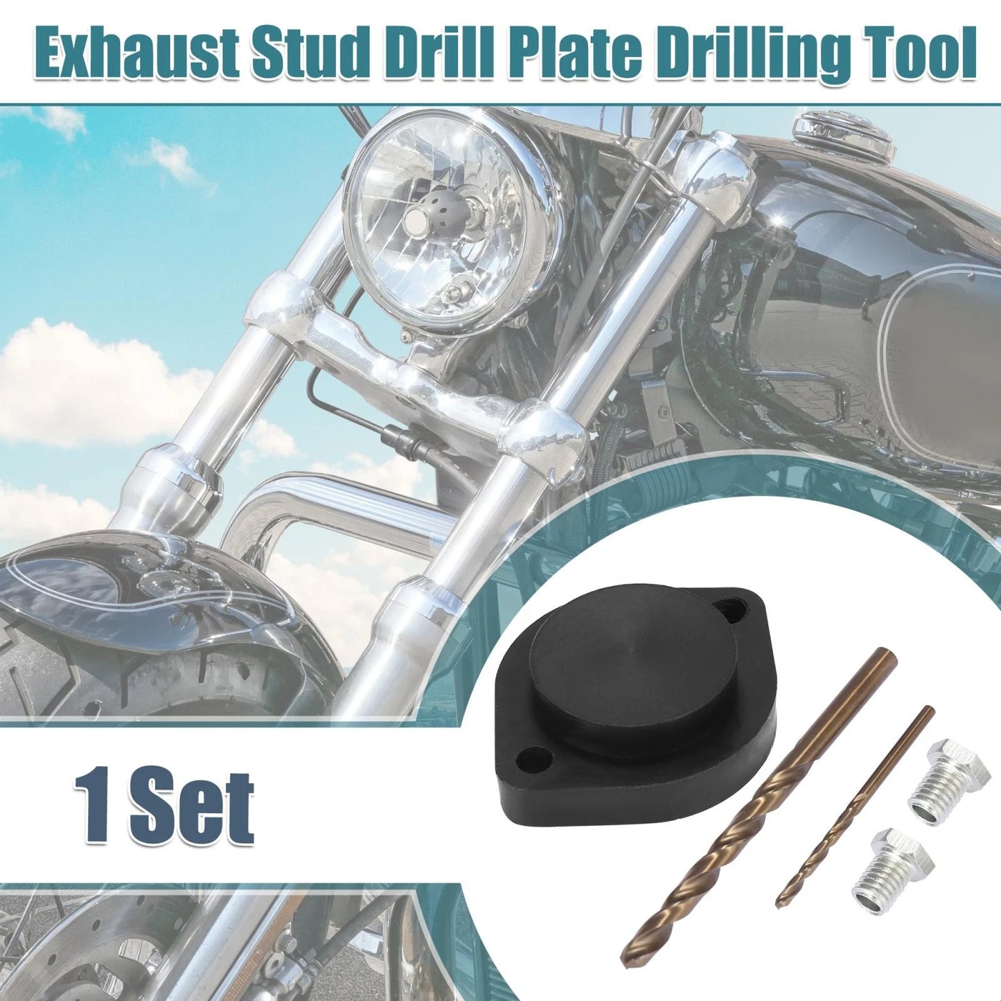 Set Exhaust Stud Drill Plate Drilling Tool for Harley-Davidson Sportster 883