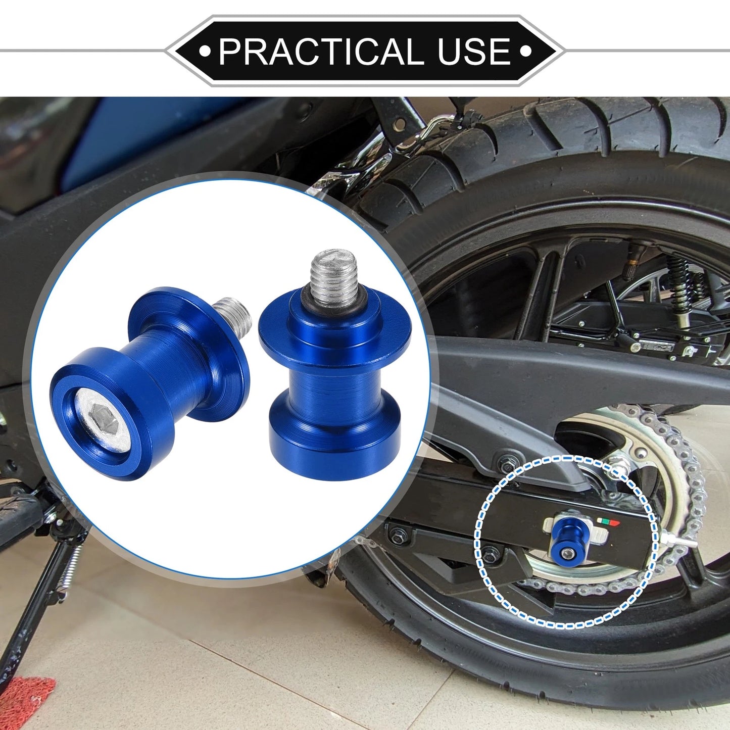 Pair Motorcycle Swingarm Spools 8mm CNC Swing Arm Sliders Blue for Make Model