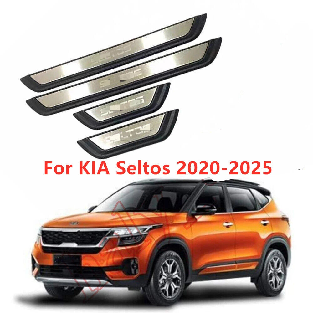 4Pcs Door Sill Scuff Molding Guard Protector Cover Trim for KIA Seltos (2020-2025)