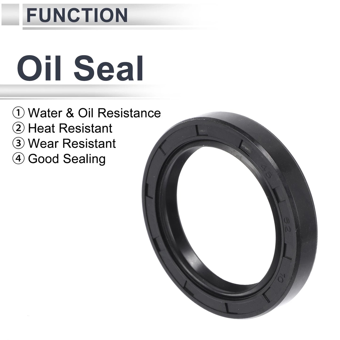 Oil Seal Rotary Shaft Seal NBR Rubber 45x62x10mm Black 5 Pcs