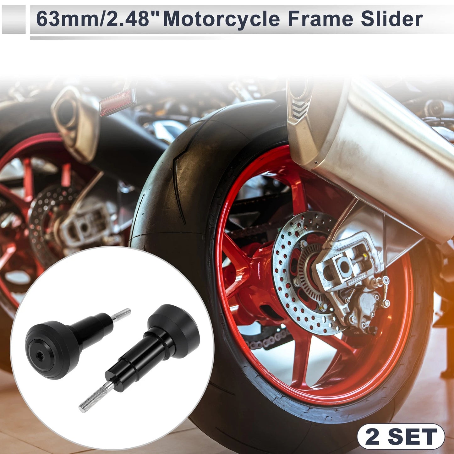 Frame 1.1" Aluminum Alloy Plastic Motorcycle Slider Frame 2 x Black