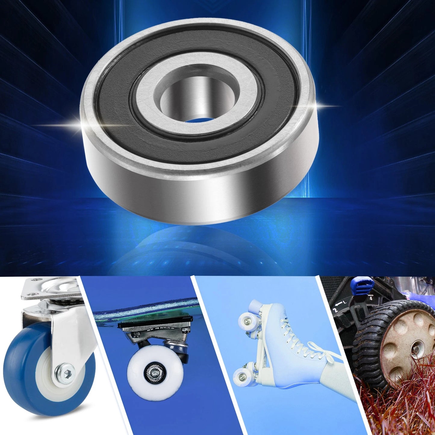 10 Pcs 6x19x6mm Double Rubber Seal Deep Groove Ball Bearings for Car