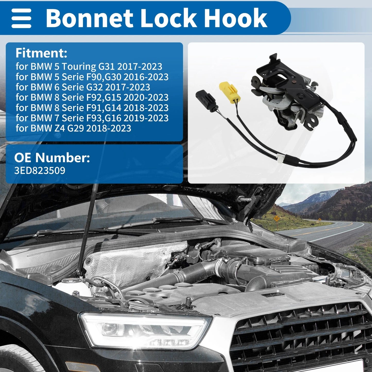 Hood Latch Assembly for BMW 5 Touring G31 (2017-2023) 1 x Pcs