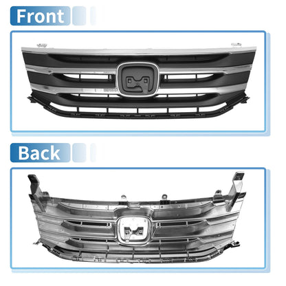 Front Upper Bumper Grille for Honda Odyssey (2011-2012) Chrome Silver Tone