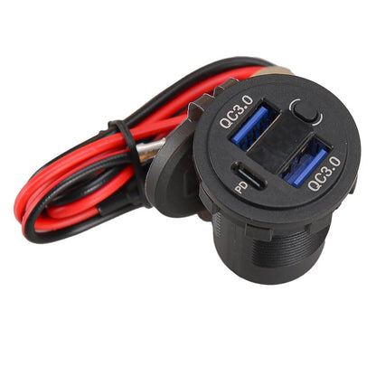 USB PD Type-C Car Charger Outlet Socket Adapter QC3.0 Fast Charge