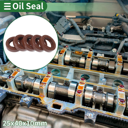 Oil Seal 5 x Seal Ring Rotary Shaft Seal FKM Rubber 25x40x10mm Brown for Make Model