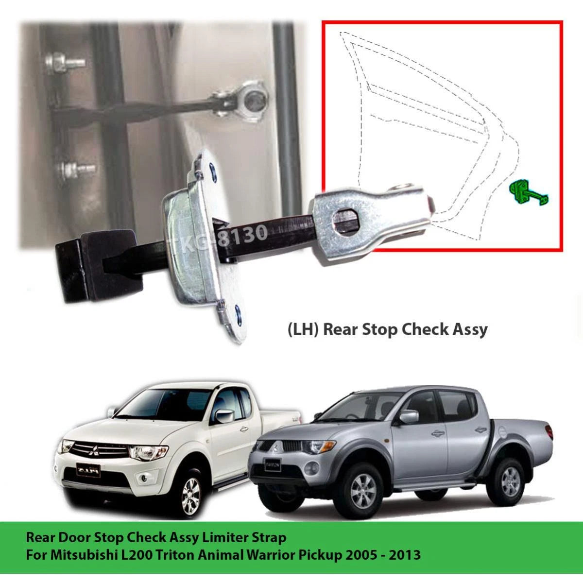 Left Rear Door Stop Check Limiter Strap for Mitsubishi Triton L200 (2005-2013)