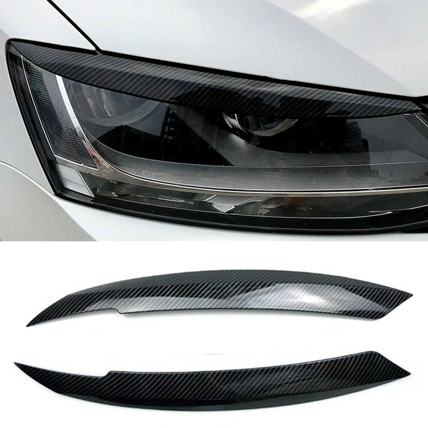 Headlight Eyelid Covers for VW Jetta MK6, Sagitar (2010-2018) Black 2 x