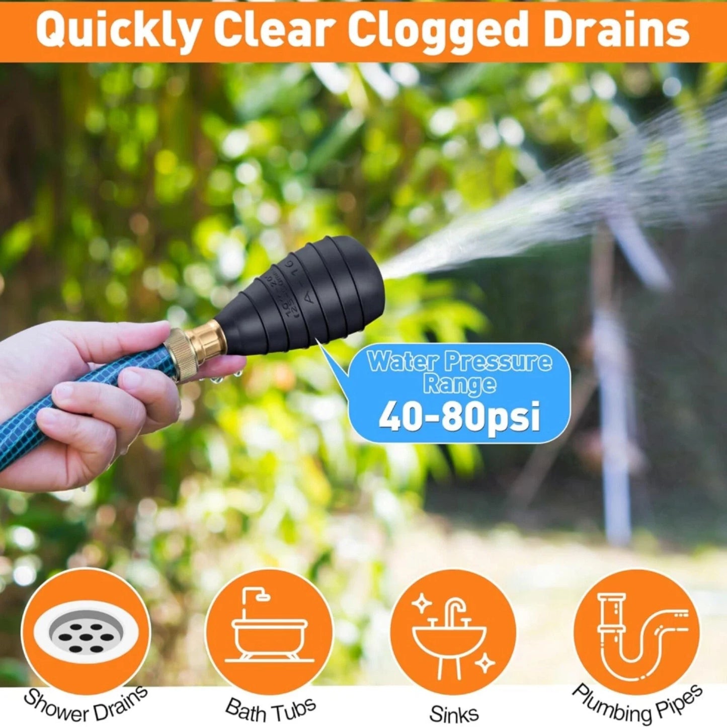 Drain Bladder Cleaning Tool for 1"-2" Pipes