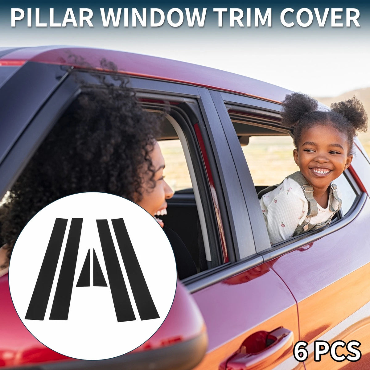 6 Pcs Door Pillar Trim for Toyota Sienna (2002-2009) Black