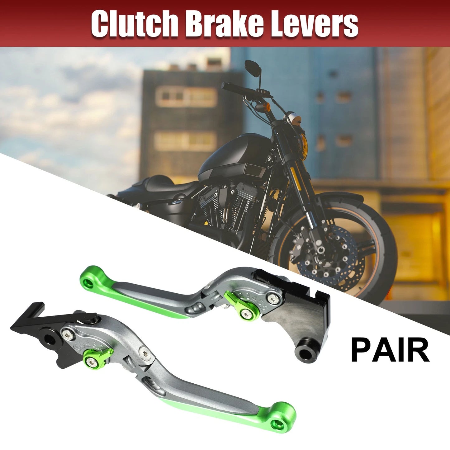 2 x Brake Clutch Levers Titanium Tone Green for Kawasaki Z250SL