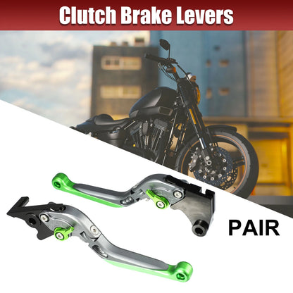 2 x Brake Clutch Levers Titanium Tone Green for Kawasaki Z250SL