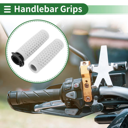 Grips 7/8" 22mm Motorcycle Hand Grips Cover Kit for Handlebar TPU White