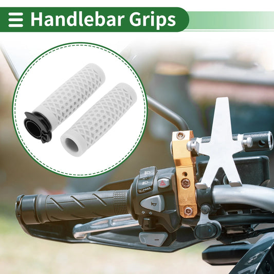 Grips 7/8" 22mm Motorcycle Hand Grips Cover Kit for Handlebar TPU White