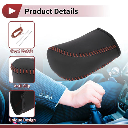 Car Gear Shift Knob Cover for Subaru Forester (2006-2012) - Black Brown Faux Leather