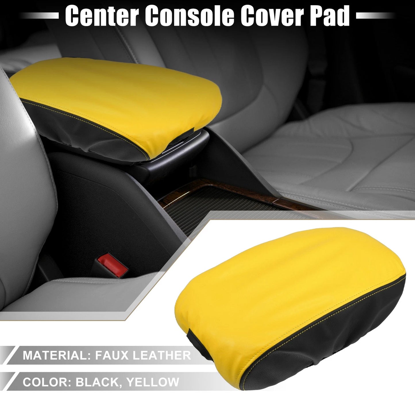 Center Console Armrest Pad Cover for Dodge Charger Black Yellow (2015-2022)