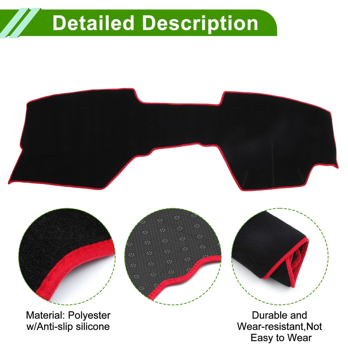 Dash Cover Mat for Mazda3 BP 2019-2024 Black Red 1 Set
