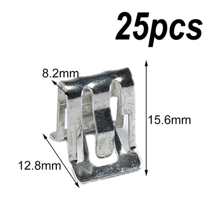 25Pc Set / 1/2 x 5/8 / Metal Fastener Clips for Car Retainer Moulding