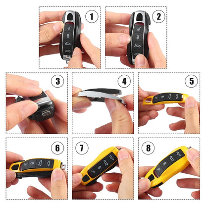 Key Cover Shell Gray Car Remote Key Fob Case for Porsche Cayenne Panamera