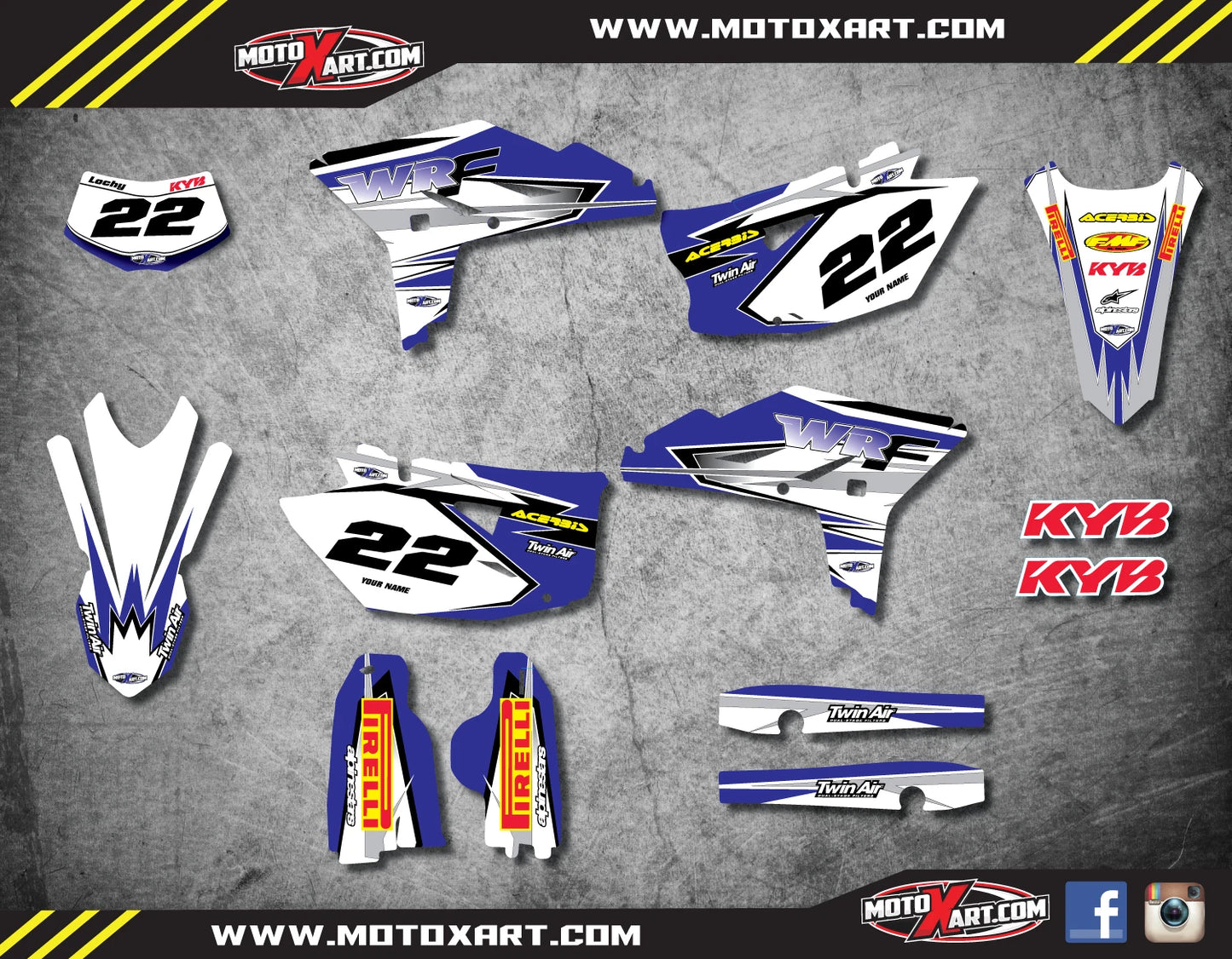 Custom Graphic Stickers for Yamaha WRF 450 (2012-2015) - SHOCKWAVE