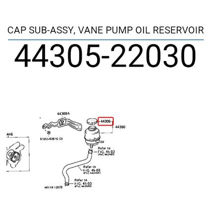 Vane Pump Oil Reservoir Cap for Soluna AL50 (97-99), Corolla Altis (01-07)