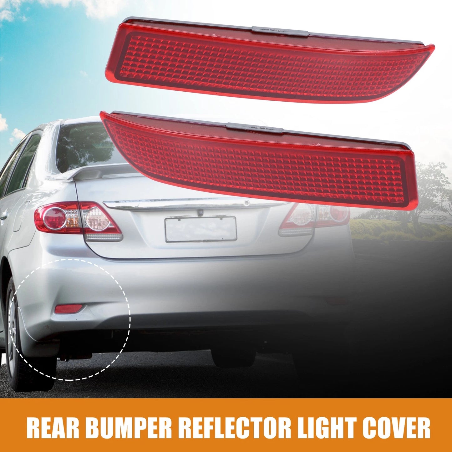 Pair Car Rear Bumper Reflector Light Cover for Toyota RAV4