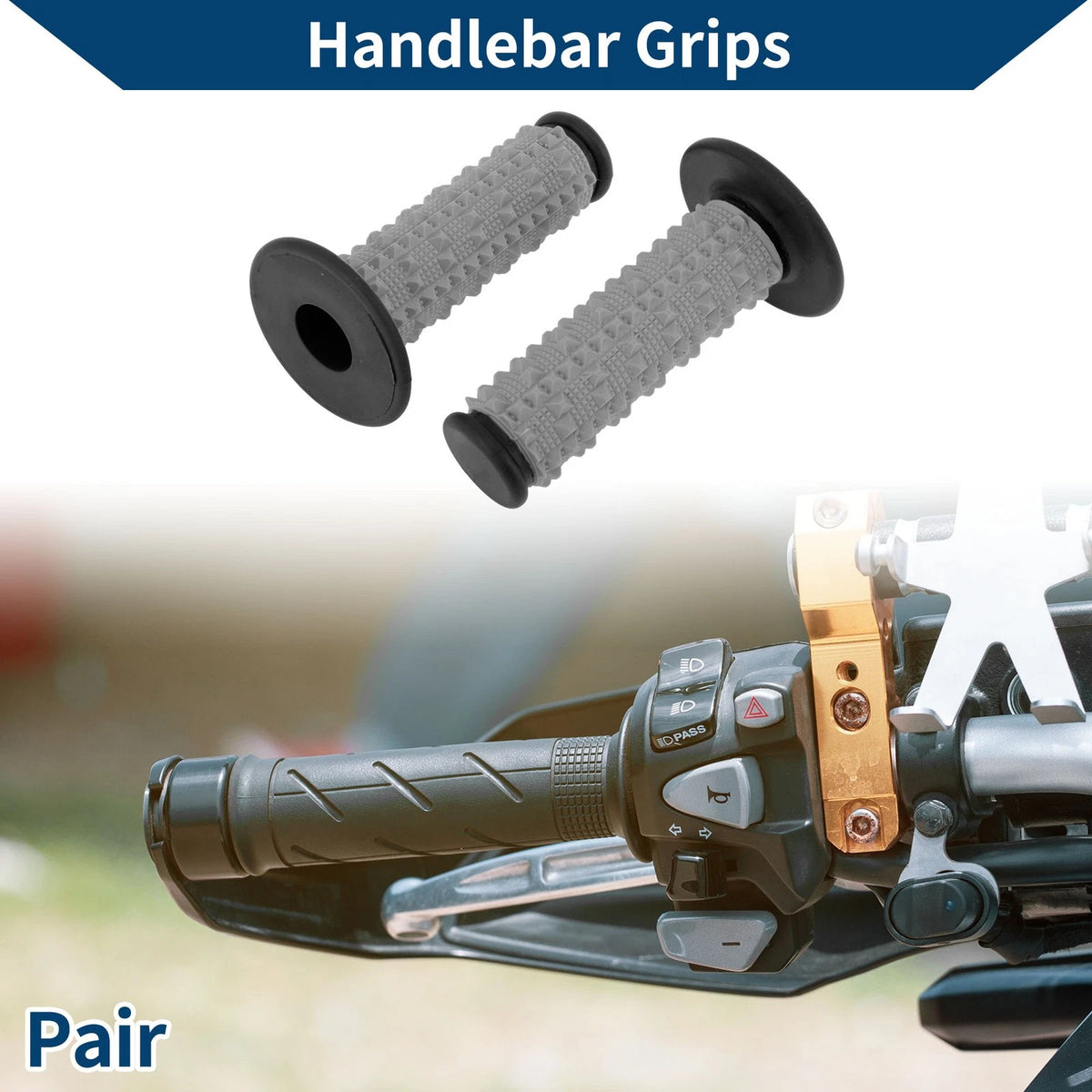 22 x 24 mm Hand Grips Cover for Motorcycle - Soft Rubber Black