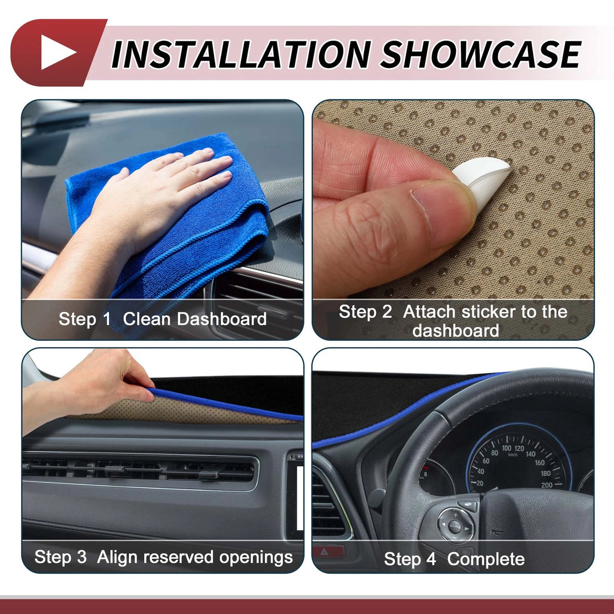 Dashboard Dash Cover Mat for BMW X1 F48 Sun Pad Black Blue (2016-2022)