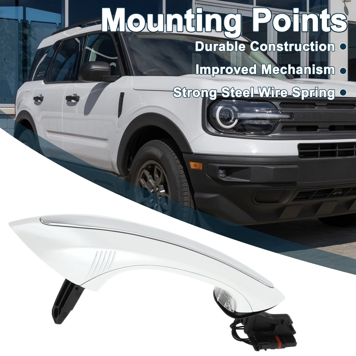 Rear Left Exterior Door Handle for BMW F07 F10 (2010-2017) White Silver Tone